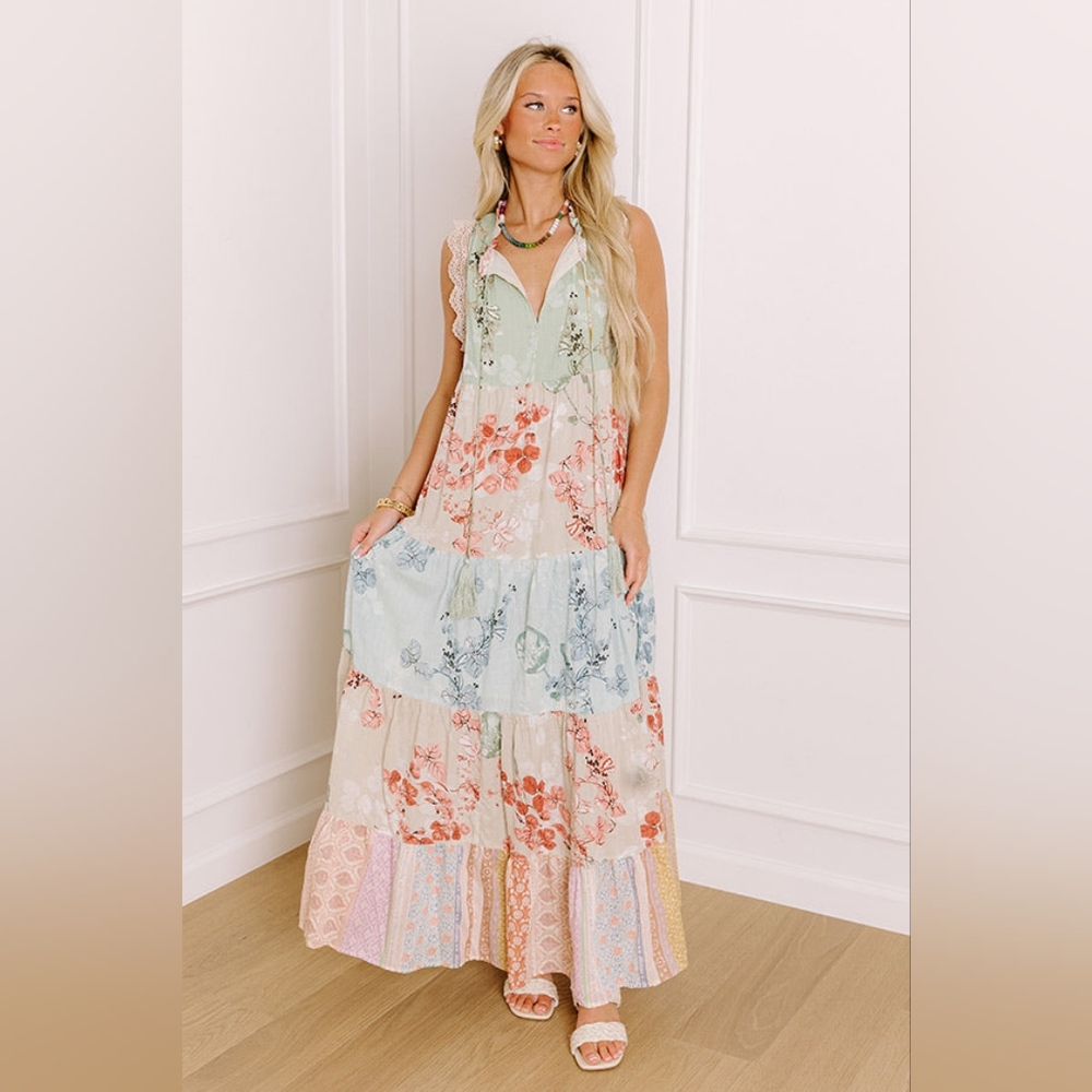 Dani & Davi Floral Patchwork Maxi Dress